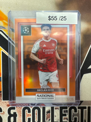 2026 Topps Chrome UCL X The National Declan Rice Orange Refractor /25