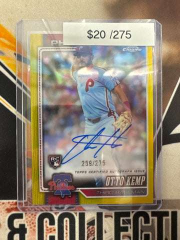 2026 Topps Chrome MLB Otto Kemp Rookie Autograph Yellow Refractor /275
