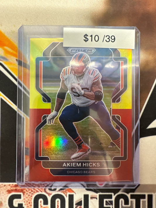 2021 Panini Prizm NFL Akiem Hicks Choice Red/Yellow Prizm /39