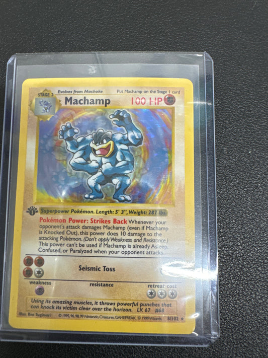 Pokémon Machamp Base Set 1st Edition Shadowless Holo 8/102