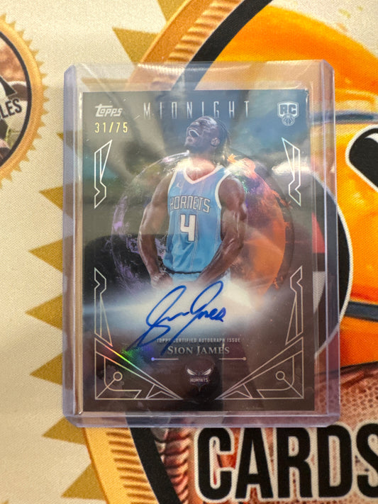 2025-26 Topps Chrome Midnight NBA Sion James Rookie Midnight Sun Autograph /75