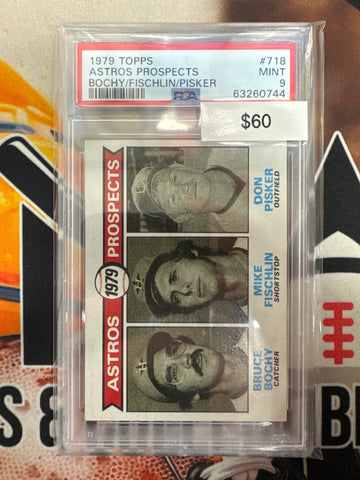 1979 Topps MLB Astros Prospects Bruce Bochy, Mike Fischlin & Don Pisker PSA 9