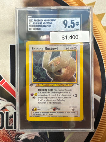 2002 Pokemon Neo Destiny Shining Noctowl 110/105 1st Edition Shining Holographic SGC 9.5