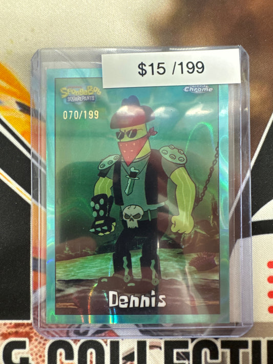 2025 Topps Chrome SpongeBob Dennis Aqua Raywave Refractor /199