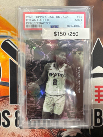 2025 Topps Chrome NBA X Cactus Jack Dylan Harper Rookie Pink Refractor /250 PSA 9