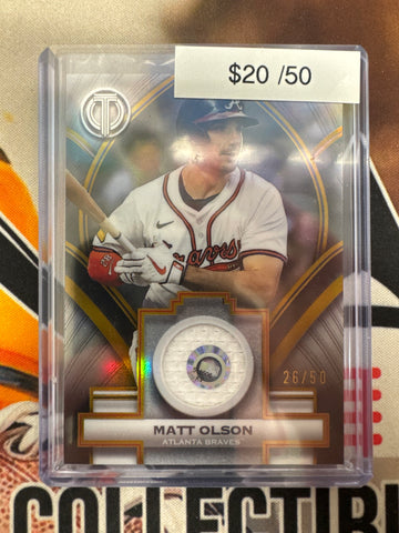 2026 Topps Tribute MLB Matt Olson Stamp Of Approval Relic Gold Refractor /50