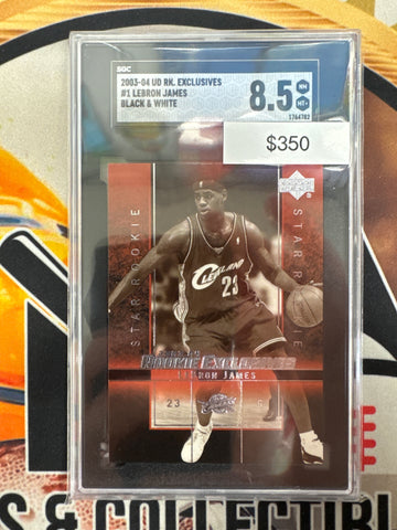 2003-04 Upper Deck Rookie Exclusives LeBron James Black & White SGC 8.5