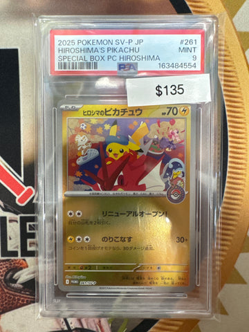 Pokémon Japanese SV-P Hiroshima’s Pikachu 261/SV-P Special Box PC Hiroshima PSA 9