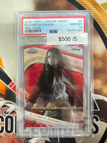 2025 Topps Chrome Disney Elizabeth Swann Red Wave Refractor /5 PSA 10