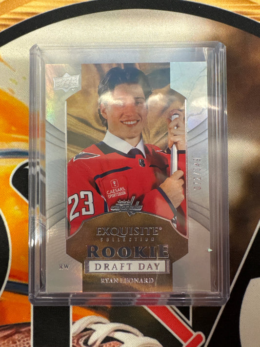 2025 Upper Deck Exquisite NHL Ryan Leonard Rookie Draft Day Refractor /349
