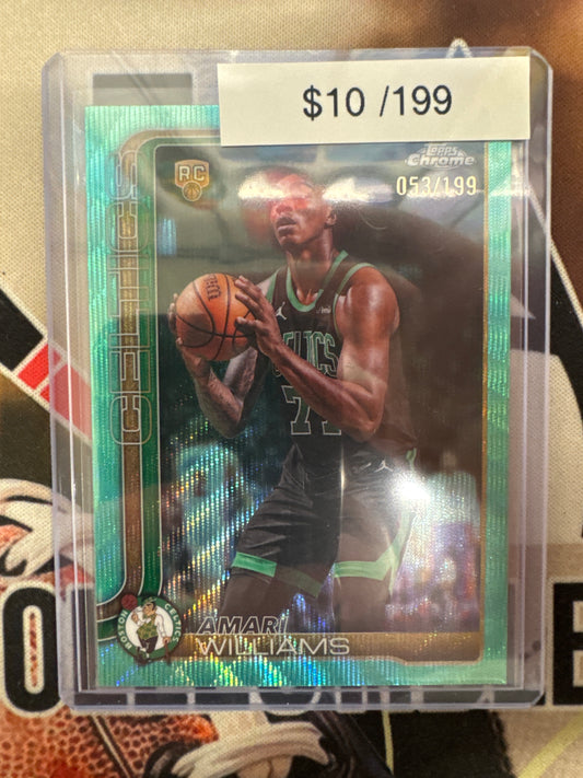 2026 Topps Chrome NBA Update Amari Williams Rookie Aqua Wave Refractor /199