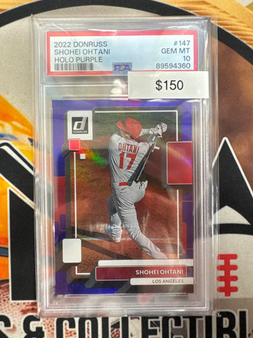 2022 Panini Donruss Baseball Shohei Ohtani Holo Purple Prizm PSA 10