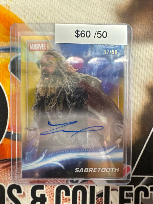 2025 Topps Marvel Studios Chrome Autograph Tyler Mane As Sabretooth Gold Refractor /50