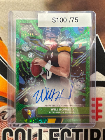 2025 Topps Chrome Cosmic NFL Will Howard Rookie Green Cosmic Dust Refractor /75
