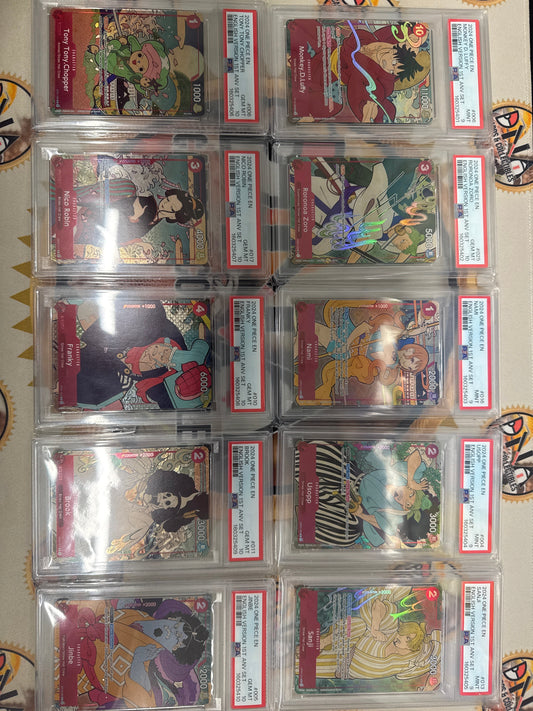 2024 One Piece English 1st Anniversary Set Complete PSA Sequential Certification