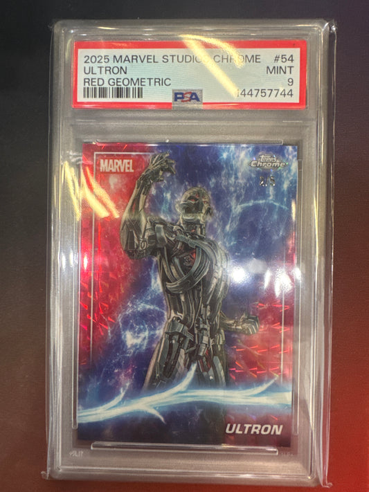 2025 Topps Marvel Studios Chrome Ultron Red Geometric /5 PSA 9