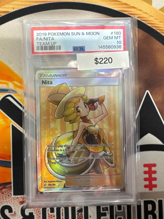 Pokémon Nita Full Art 180/181 Team Up PSA 10