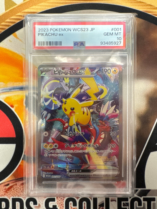 2023 Pokemon WCS23 Japanese Pikachu EX 001/030 PSA 10
