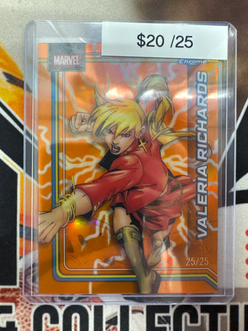 2026 Topps Chrome Marvel Valeria Richards Storm’s Lightning Orange Refractor /25