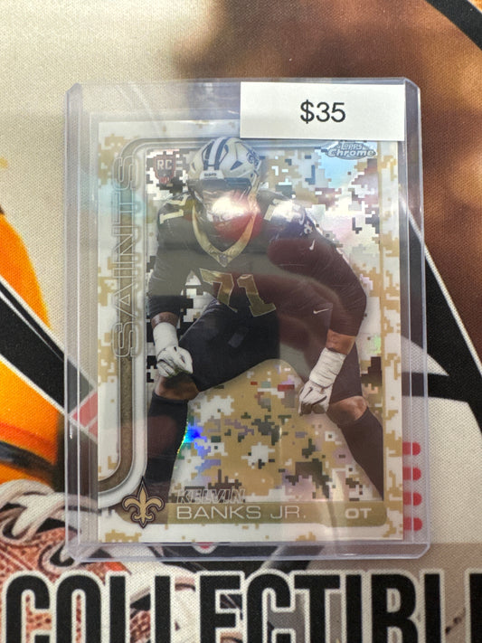 2025 Topps Chrome NFL Kelvin Banks Jr. Rookie Team Digi Camo Refractor SP