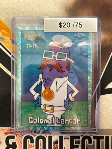 2025 Topps Chrome SpongeBob Colonel Carper Teal Flower Shimmer Refractor /75