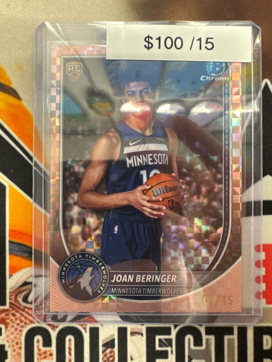 2025 Topps Bowman Basketball Joan Beringer Rookie Rose Gold X Fractor /15