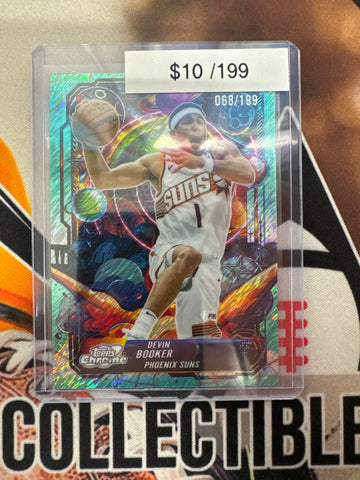 2026 Topps Chrome Cosmic NBA Devin Booker Propulsion Aqua Shimmer Refractor /199