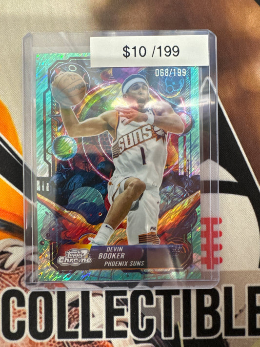 2026 Topps Chrome Cosmic NBA Devin Booker Propulsion Aqua Shimmer Refractor /199