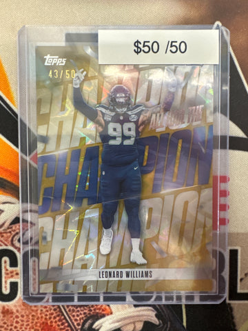 2026 Topps Flagship NFL Leonard Williams All Hail The Champion Gold Wave Refractor /50