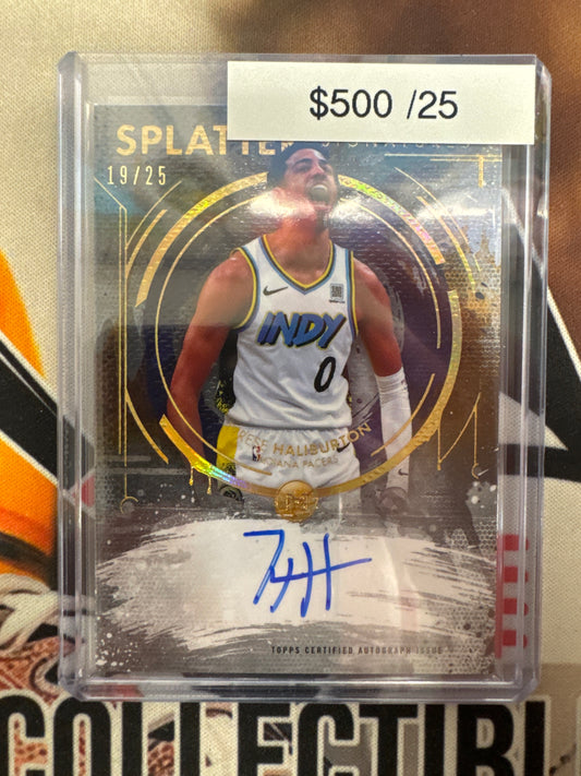 2026 Topps Motif Basketball Tyrese Haliburton Splatter Signatures Orange Refractor /25