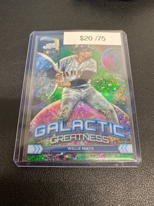 2024 Topps Chrome Cosmic Willie Mays Galactic Greatness Green Space Dust Refractor /75