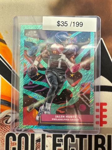 2025 Topps Chrome Cosmic NFL Jalen Hurts Teal Shimmer Refractor /199