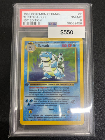 Pokémon German 1st Edition Base Set Blastoise (Turtok) Holo PSA 8