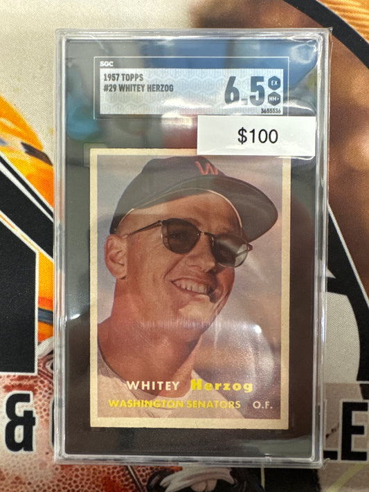 1957 Topps MLB Whitey Herzog SGC 6.5