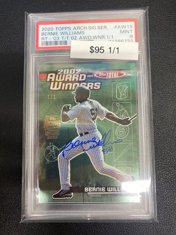 2020 Topps Archives Signature Series Bernie Williams Topps Total Award Winner 1/1 PSA 9