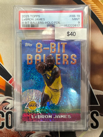 2025 Topps Flagship NBA LeBron James 8 Bit Ballers Holo Foil PSA 9