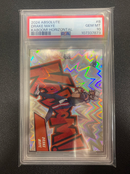 2024 Panini Absolute NFL Drake Maye Kaboom! Horizontal Rookie PSA 10