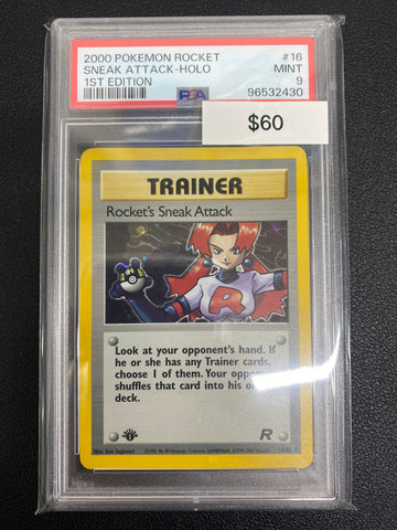 Pokémon 1st Edition Team Rocket Rocket’s Sneak Attack Holo PSA 9