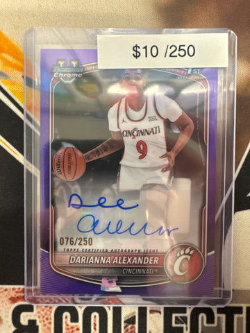 2025-26 Topps Bowman Chrome Basketball Darianna Alexander 1st Bowman Autograph Purple Refractor /250