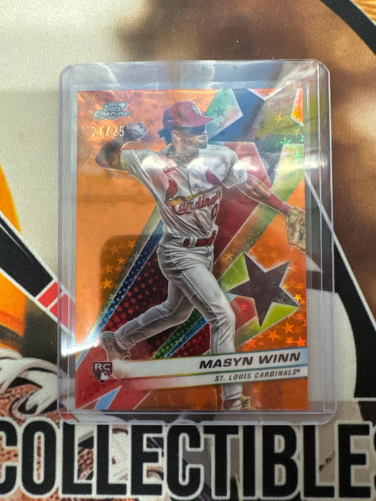 2024 Topps Chrome Cosmic MLB Masyn Winn Stars Of MLB Orange Stars Rookie /25