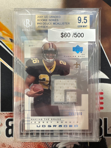 2001 Upper Deck Graded Deuce Mcallister Rookie Series Relic /500 BGS 9.5