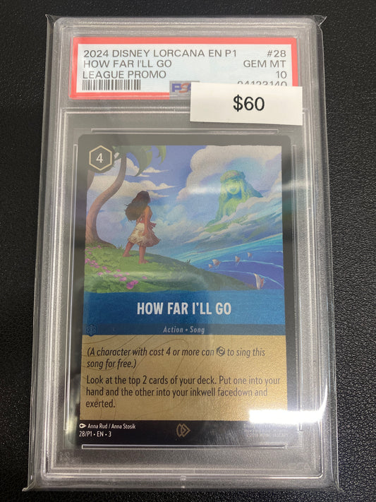 Disney Lorcana P1 League Promo How Far I’ll Go PSA 10