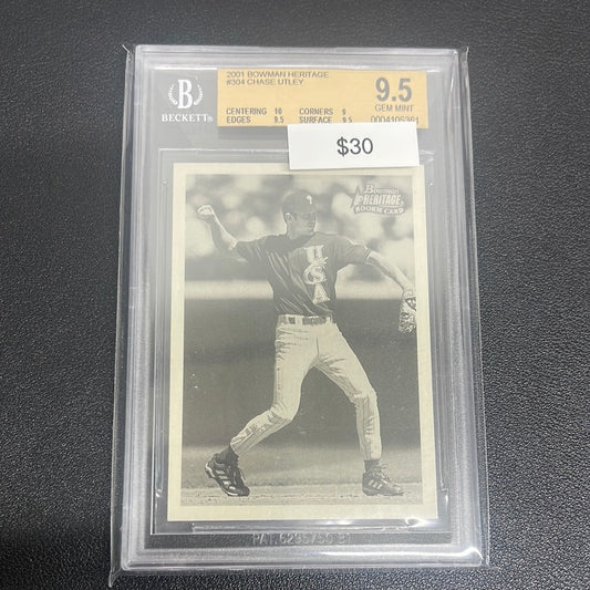 2001 MLB Bowman Heritage Chase Utley BGS 9.5