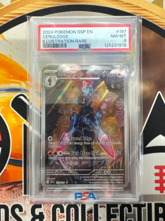 2024 Pokémon SSP En Ceruledge 197/191 Illustration Rare PSA 8