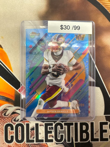 2025 Topps Finest NFL Jayden Daniels Rare Blue Refractor /99