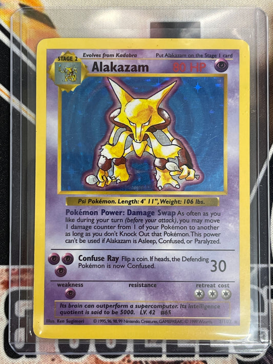 Pokémon Shadowless Alakazam Holo Base Set 1/102 LP