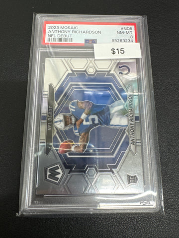 2023 Mosaic Anthony Richardson NFL debut PSA 8