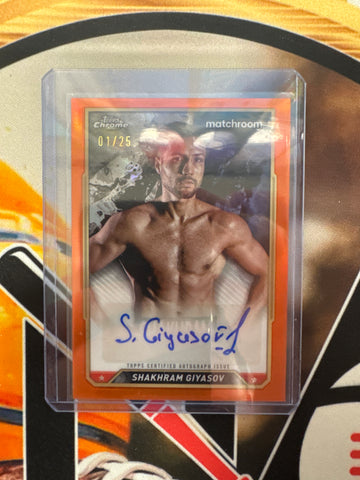2024 Topps Chrome Boxing Shakhram Giyasov Orange Autograph /25