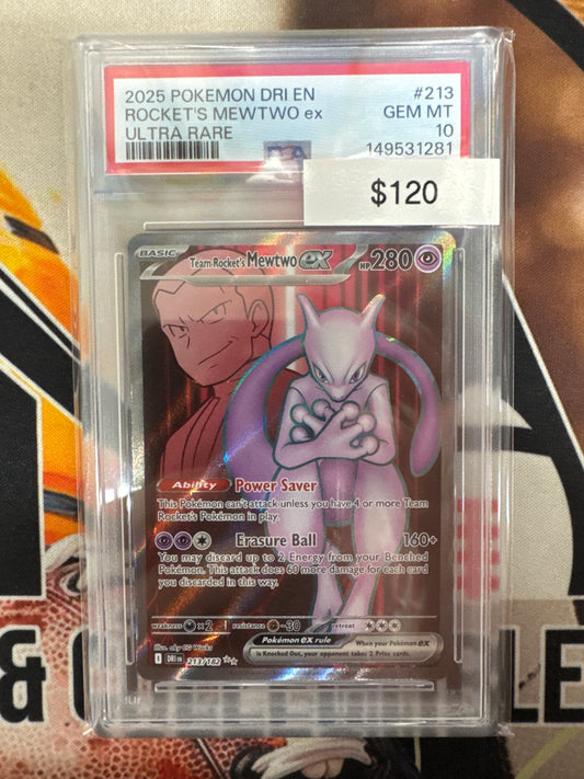 Pokémon Team Rocket’s Mewtwo ex 213/182 Destined Rivals PSA 10