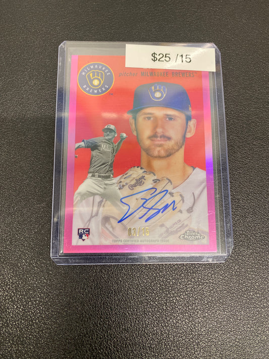 2023 MLB Topps Chrome Platinum Ethan Small Pink Rookie Auto /15